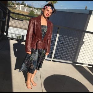 Winlit Womens brown Leather Lined belted Jacket